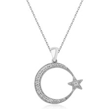 Diger KENPAZAR925 Ayar Gümüş Ay Yıldız Kadın Gümüş Kolye