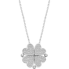 Diger Kenpazargümüş Kalpli Açılabilen Yonca Kadın Kolye