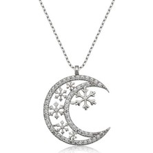 Diger Kenpazar 925 Ayar Gümüş Ay Kar Tanesi Kadın Gümüş Kolye