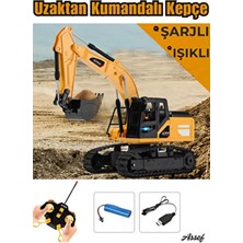 Assef Oyuncak Şarjlı Işıklı Uzaktan Kumandalı Ekskavatör Kepçe 360° Hareketli 1:24 Ölçek