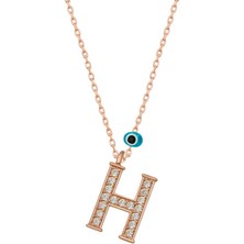 Diger KENPAZAR925 Ayar Gümüş Nazar Rose H Harfi Kadın Gümüş Kolye