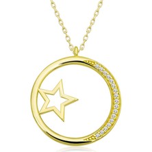 Diger KENPAZAR925 Ayar Gümüş Yıldız Detaylı Halka Kadın Gümüş Kolye