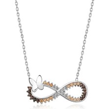 Diger KENPAZAR925 Ayar Gümüş Kelebekli Sonsuzluk Kadın Gümüş Kolye