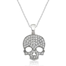 Diger KENPAZAR925 Ayar Gümüş Kuru Kafa Kadın Gümüş Kolye