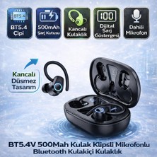 Coofbe Bluetooth Vers.5.4 500MAH Kancalı Kulakiçi Bluetooth Kulaklık Şarj Göstergeli Stereo Kulaklık