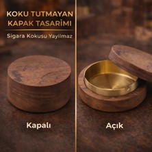 Coofbe Ahşap Kapaklı Masaüstü Küllük Kül Tablası Paslanmaz Çelik Kül Tablası Koku Engellemeli Küllük