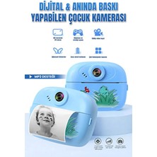 Omaze Baskı Özellikli Dijital Fotoğraf Makinesi Mavi Termal Yazıcı Çocuk Kamera Video Makinesi