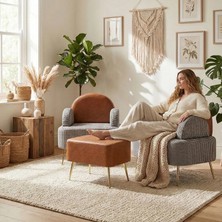 Zem Petra Çay Seti, Siyah Kazayağı/Taba Deri (2 ADET TEKLİ BERJER 1 ADET PUF)