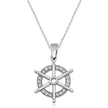 Diger KENPAZAR925 Ayar Gümüş Gemi Dümeni Kadın Gümüş Kolye