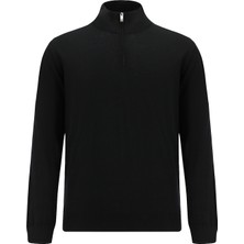 Abdullah Kiğılı Yarım Balıkçı Yaka Regular Fit Fermuarlı Pamuklu Kaşmirli Triko Kazak