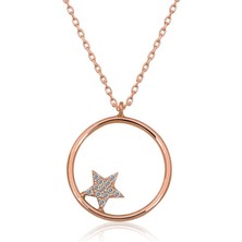 Diger KENPAZAR925 Ayar Gümüş Yıldız Detaylı Halka Kadın Gümüş Kolye