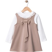 Cicimix Kız Çocuk Bayramlık Badili Elbise Takımı Taş Detaylı Fiyonklu Şık Elbise Jile 1-4 Yaş