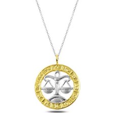Diger Kenpazar 925 Ayar Gümüş Gold Terazi Burcu Gümüş Kolye