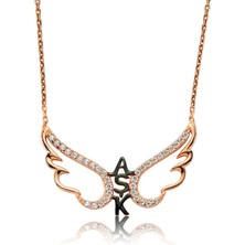 Diger KENPAZAR925 Ayar Gümüş Aşk Yazılı Melek Kanadı Kadın Gümüş Kolye