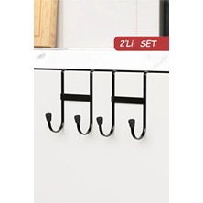Zabata 2 Adet Dolap Kapağı Askılığı Çift Kancalı Düzenleyici Mutfak Askısı Metal Askılık Organizer Siyah