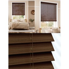 YS Perde Tasarım Wooden Blinds %100 Doğal Ahşap Jaluzi Perde , 50MM Alüminyum Kasalı Yüksek Kaliteli - Kahve (M.i) MKV/MİJ0213