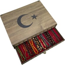 Yaman Hediyelik Kişiye Özel Ahşap Tesbih Koleksiyon Kutusu, Aksesuar Kutusu, Tesbihlik (20 Tesbihlik)