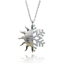 Diger KENPAZAR925 Ayar Gümüş Güneş Kartanesi Kadın Gümüş Kolye