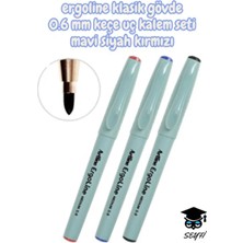 Artline Ergoline Klasik Gövde Keçe Uç Kalem Seti Mavi Siyah Kırmızı Imza Teknik Çizim Kaligrafi