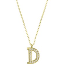 Diger KENPAZAR925 Ayar Gümüş Gold D Harfi Kadın Gümüş Kolye