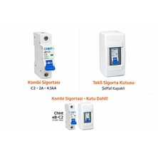 Chint 2A C Tipi Kombi Sigortası + Tekli Sigorta Kutusu | Kombi Için Otomatik Sigorta