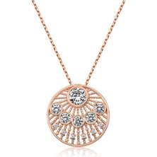 Diger KENPAZAR925 Ayar Gümüş Etnik Desenli Rose Kadın Gümüş Kolye