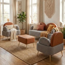 Zem Petra Çay Seti, Siyah Kazayağı/Taba Deri (2 ADET TEKLİ BERJER 1 ADET IKİLİ BERJER 1 ADET PUF)