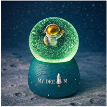 Nobbystar Renkli LED Işıklı Müzikli 360° Dönen Astronotlu Kar Küresi – Gece Lambası & Dekoratif Biblo 16 cm