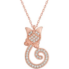 Diger KENPAZAR925 Ayar Gümüş Kedi Kadın Gümüş Kolye