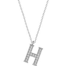 Diger KENPAZAR925 Ayar Gümüş Rodyum Kaplama H Harfi Kadın Gümüş Kolye