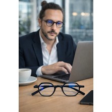Oxxop Accessory Mavi Işık Filtreli Yakın Gözlük (1.50 Numara), Bilgisayar/Telefon/Tablet, Ultra Esnek Şık SİYAH Çerçeve