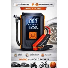 Zineets Pro Taşınabilir Dijital Göstergeli Araç Lastik Sişirme ve Araç Takviye Cihazı Akü 12V Starter Seti