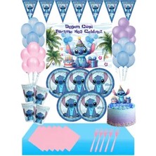 Masal Şekerleme Lilo & Stitch 8 Kişilik Doğum Günü Seti Pembe Renkli Afişli Temalı Parti Malzemeleri