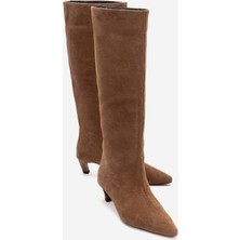 Luvi Corvel Toprak Süet Hakiki Deri Kadın Topuklu Çizme