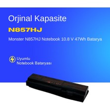 Monster N857HJ Notebook 10.8 V 47Wh Batarya – Orjinal Uyumlu, Yüksek Performanslı