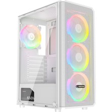 Rampage Helıos Mesh 650W 80 Plus Bronze Beyaz 4*12CM Rainbow Atx Mid-T Gaming Oyuncu Kasa