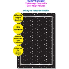 Balkan Ambalaj Suya Dayanıklı Yıkanır Kağıt Puantiye Desen Oto Paspas Kağıdı Siyah Gümüş Baskı 50 Adet 35X50CM Kaln