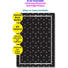 Balkan Ambalaj Suya Dayanıklı Yıkanır Kağıt Sonsuz Yaprak Desen Oto Paspas Kağıdı Siyah Gümüş Baskı 50 Adet 35X50CM