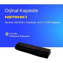 Monster N870HK1 Notebook 10.8 V 47Wh Batarya – Orjinal Uyumlu, Yüksek Performanslı