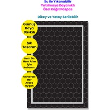 Balkan Ambalaj Suya Dayanıklı Yıkanır Kağıt Tel Örgü Desen Oto Paspas Kağıdı Siyah Gümüş Baskı 50 Adet 35X50CM