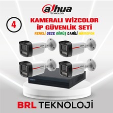 Dahua 4 Kameralı 4 Mp Wiz Color Dahili Mikrofonlu Ip Güvenlik Kamera Seti