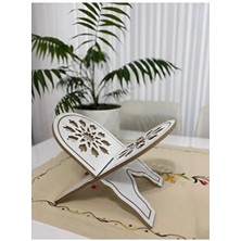 Ankebut Beyaz Ahşap Masa Üstü Rahle Dekoratif Tasarım ile Şık Kitap Tutucu