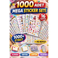 Cabuk Baskı 1000 Sticker Seti Mega Paket – Ajanda Sticker, Planner Sticker, Defter ve Not Defteri Süsleme Etiketleri, Bullet Journal Dekoratif Sticker Seti 16 Sayfa A5 Planlayıcı Stickerları