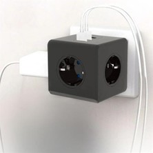MidasTech Isıya Dayanıklı Termal Akım Korumalı ve Çocuk Korumalı 3 Priz Girişli 3 USB Girişli Küp Pr