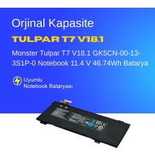 Monster Tulpar T7 V18.1 Notebook GK5CN-00-13-3S1P-0 Batarya Pil – Yüksek Performanslı, Uzun Ömürlü, Orijinal Uyumlu Güç Kaynağı