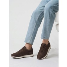 Shoetyle - Hakiki Nubuk Deri Kahverengi Erkek Sneaker - 666-02-18