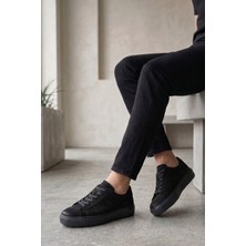 Shoetyle - Hakiki Nubuk Deri Siyah Renk Erkek Sneaker - 666-01-0346