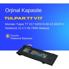 Monster Tulpar T7 V17 Notebook GK5CN-00-13-3S1P-0 Batarya Pil – Yüksek Performanslı, Uzun Ömürlü, Orijinal Uyumlu Güç Kaynağı