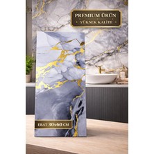 Ukab Dekor 60X30 cm Premium Kalite Mavi Gold Desen Seramik Kendinden Yapışkanlı Duvar Paneli