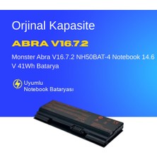 Monster Abra V16.7.2 NH50BAT-4 Notebook 14.6 V 41Wh Batarya – Orjinal Uyumlu, Yüksek Performanslı